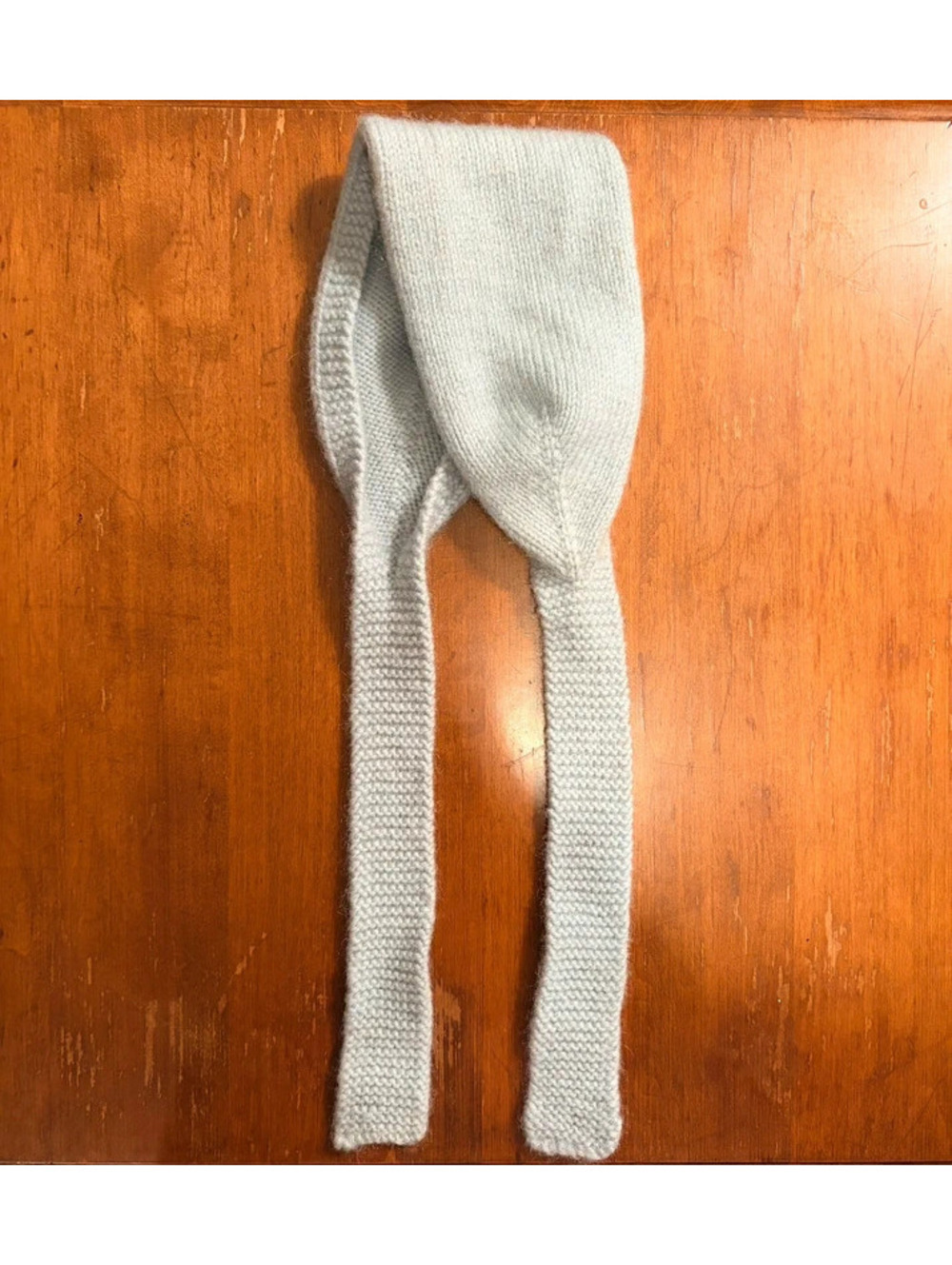 Vintage Handmade Baby Toddler Wool Knit Ear Warmer Bonnet with Ties